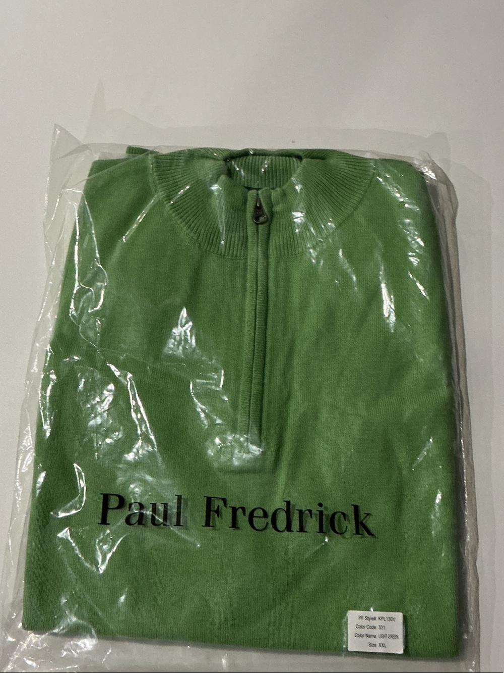 Paul Fredrick Bright Green Half-Zip Sweater